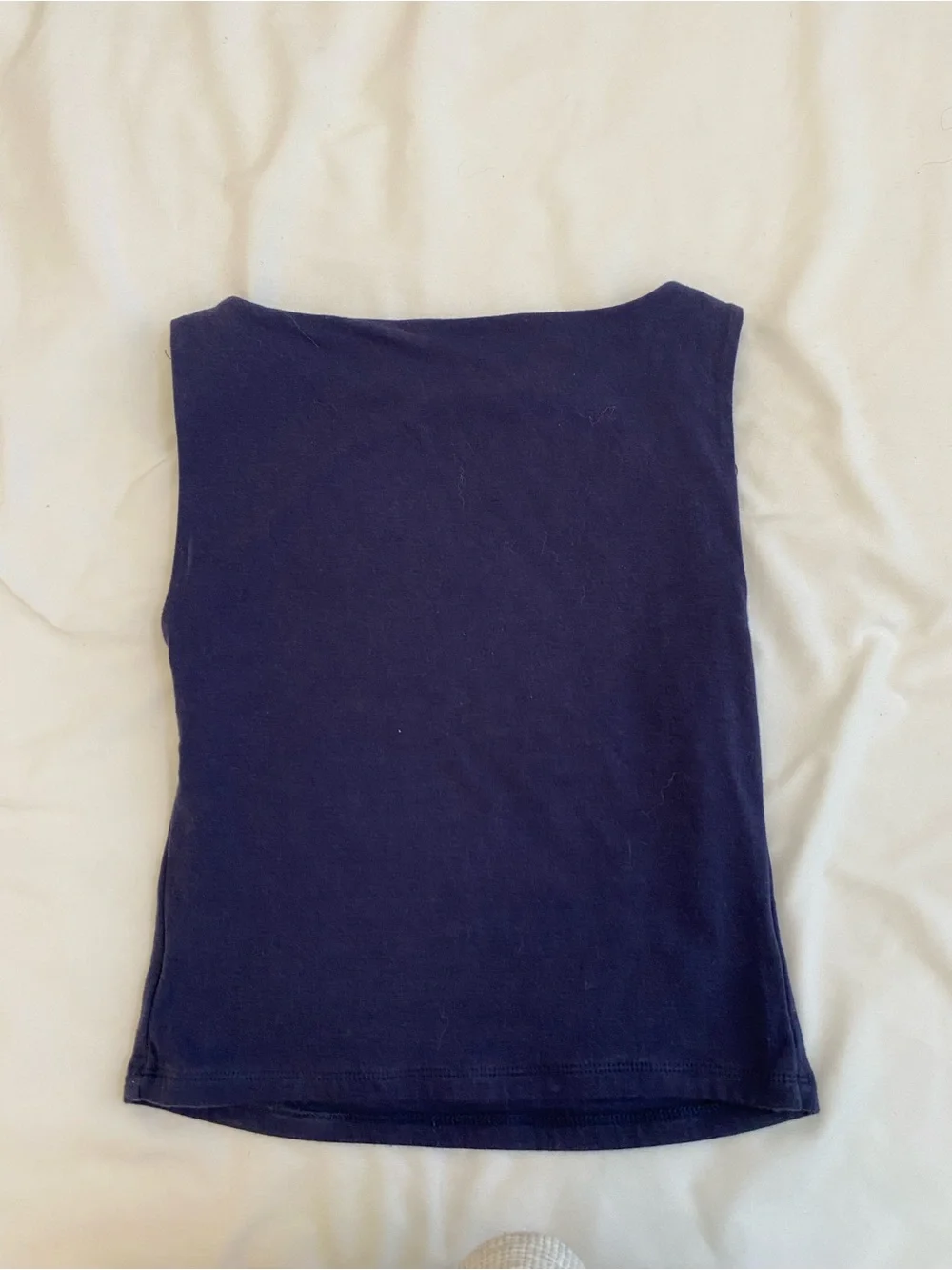 Pink Rose Deep Navy Ribbed Tank Top